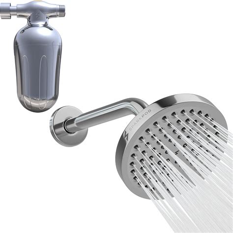 SparkPod 6" Rain Shower Head with 9" Shower Arm and Ultra Shower Filter ...