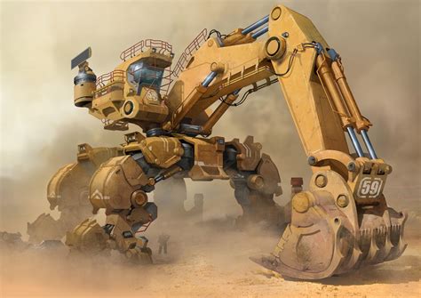 Excavator, YU YIMING | Robot concept art, Robot art, Alien concept art