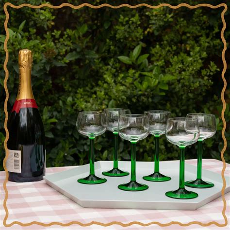 Retro French Green Stemmed Wine Glasses Emma Stevenson Shop