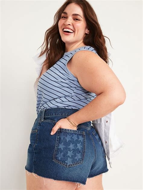 High Waisted O G Americana Plus Size Button Fly Jean Shorts 1 5