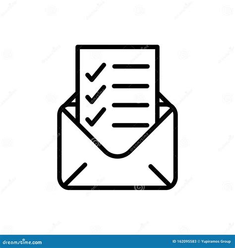 Mail Report Check Mark Delivery Icon Thick Line Stock Vector