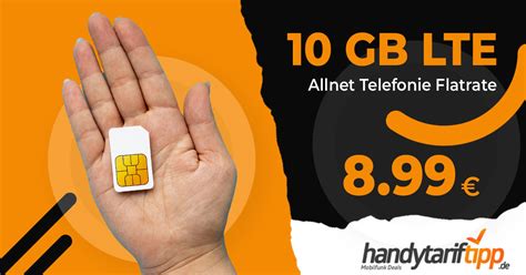 Nur für kurze Zeit 10 GB LTE Telefonie Flat nur 8 99 monatlich