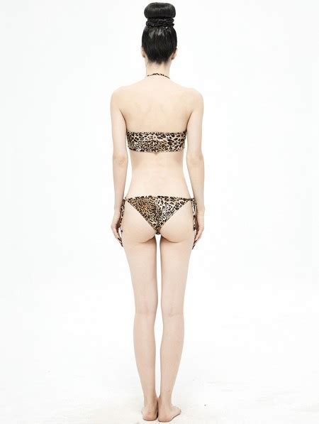 Devil Fashion Leopard Gothic Sexy Two Piece Bikini Set Darkincloset