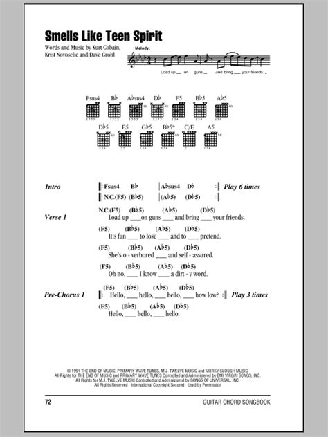 Smells Like Teen Spirit By Nirvana Guitar Chords Lyrics Guitar Instructor