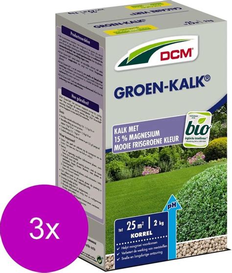 Dcm Groen Kalk 25 M2 Gazonmeststoffen 3 X 2 Kg K Bol