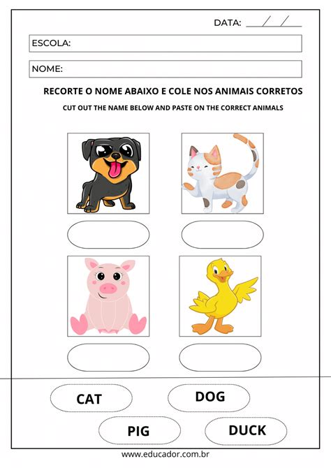 Atividade De Inglês 1 Ano - 15 atividades de Inglês 1 ano fundamental - Educador