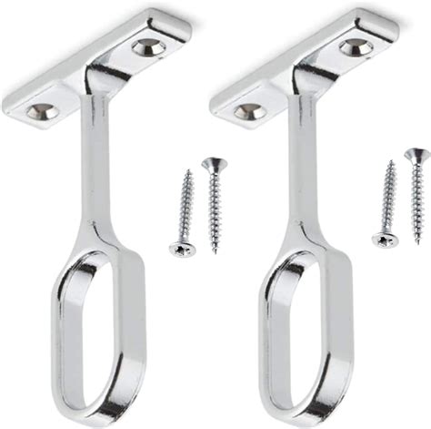 Oval Wardrobe Rail Centre Supports Brackets Mm Wide Polished Chrome