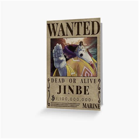 "Jinbe Wanted Poster One Piece Jimbei Bounty Poster" Greeting Card for Sale by OnePieceWanted ...