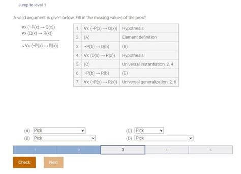 Solved A Valid Argument Is Given Below Fill In The Missing