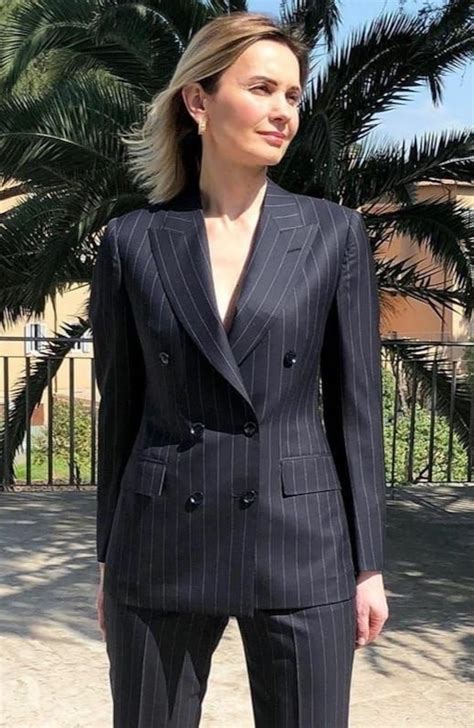 Black Women Double Breasted Two Piece Suit Black Pin Stripe Piece