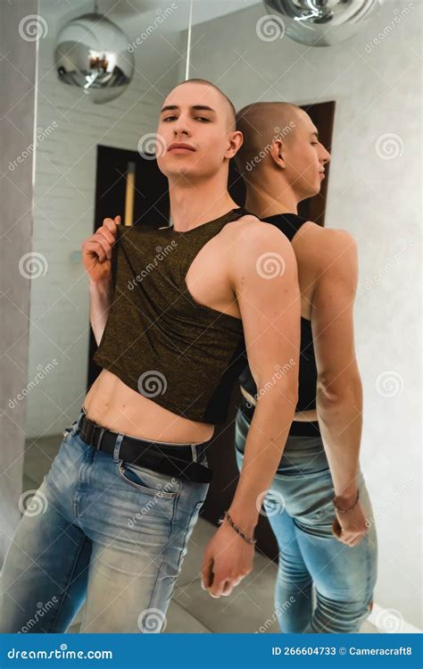 Muscular Caucasian Gay Man Leaning Against The Mirror Stock Image Image Of Wear Identity