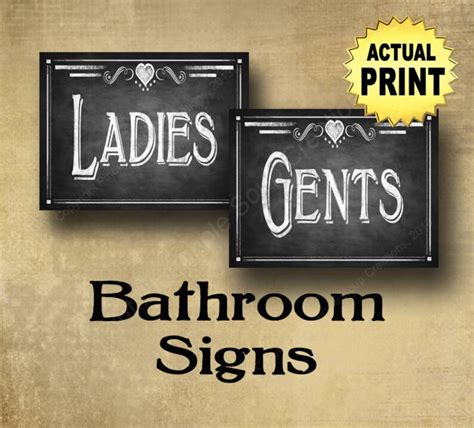 Bathroom Signs Restroom Signs Toilet Signs Ladies And Gents Etsy