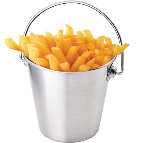 X Stainless Steel Chips Serving Bucket Handle Chip Fries Buckets