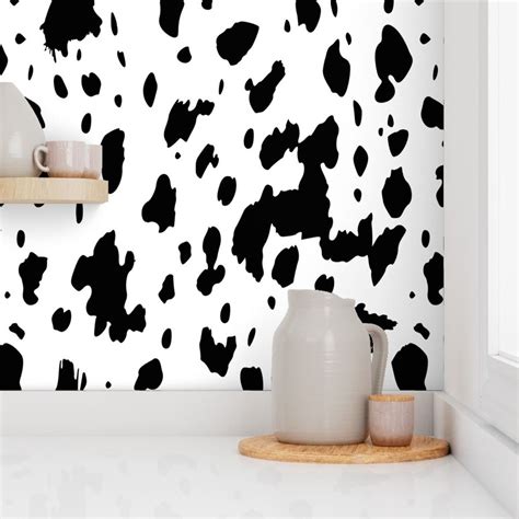 cute cow print black and white - cow Wallpaper | Spoonflower