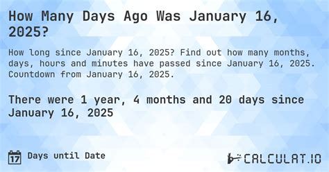 How Many Days Until January 16 2025