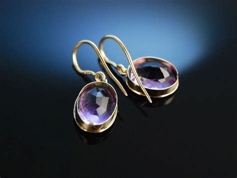 Charmantes Violett Historische Ohrringe Gold Amethyst M Nch