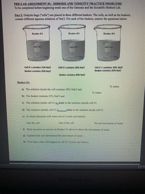 Osmosis And Tonicity Practice