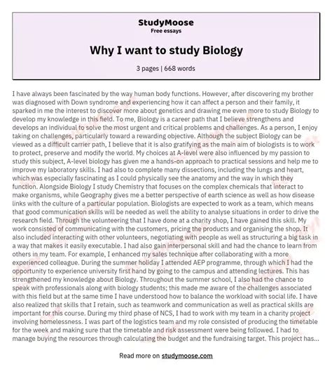 Why Biology Major Essay Example