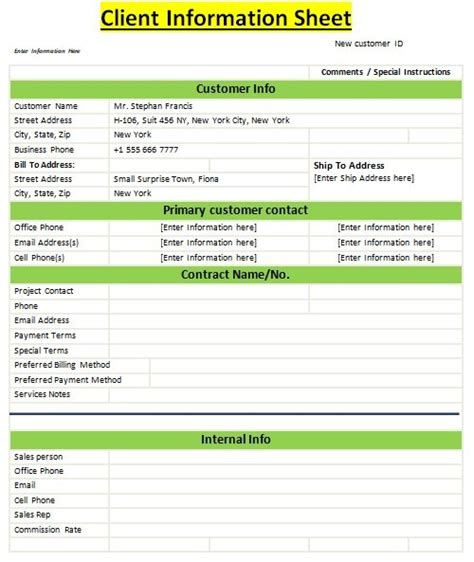 24 Free Client Information Sheet Templates Word PDF BestCollections