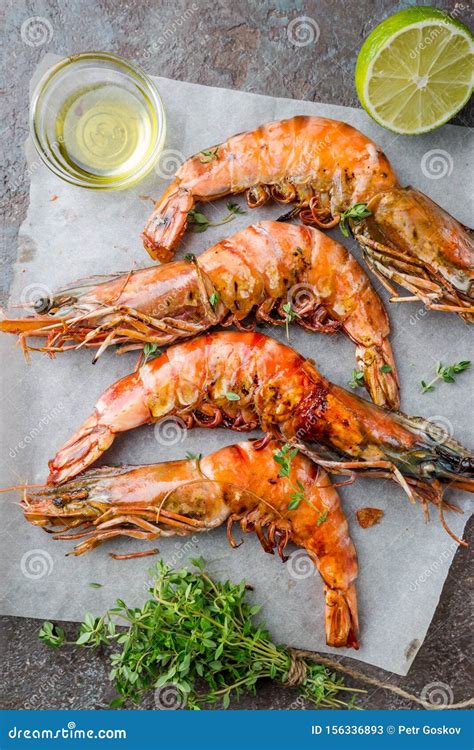 Grilled Tiger Prawns Stock Image Image Of Cooked Delicious 156336893