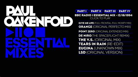 Paul Oakenfold Essential Mix December Part Youtube