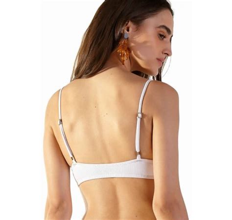 Bikini Tops White Ribbed Longline Bikini Top Top Light Branco