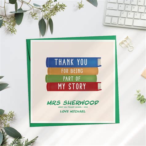 Thank You For Being Part Of My Story Teacher Card Lisamariedesigns