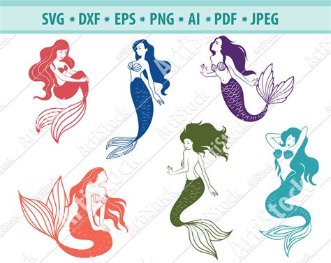 Mermaid Svg Mermaids Svg Files Mermaids Svg File Mermaid Etsy