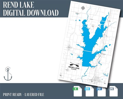 Rend Lake Map, Rend Lake SVG, Instant Download, Laser File, Lake Map ...