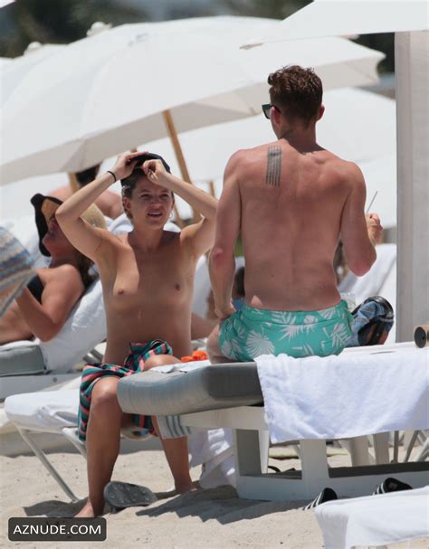 Gg Magree Goes Topless With Red Bikini Bottoms At The Beach In Miami Aznude