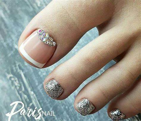 French Rhinestone Toenails Toe Nails Toe Designs Toe Nail Art