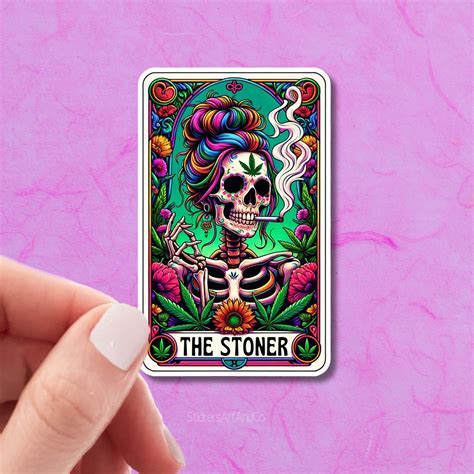 The Stoner Skeleton Funny Tarot Card Stickers Waterproof 420