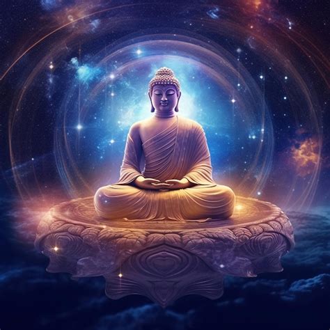 Un Buda Se Sienta En Una Plataforma Con Las Palabras Buda Feliz Buda