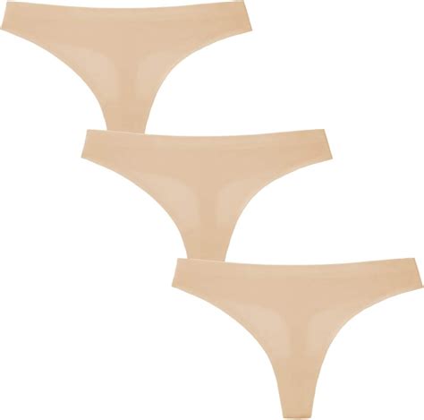 Womens Pack Seamless Basic Sexy Hot Invisible Underwear Panty Bikini Thong Panties Nude Beige