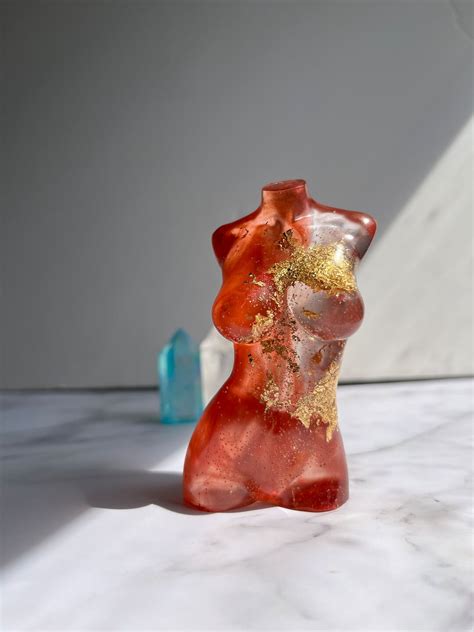 Red Resin Goddess Statue Nude Female Sculpture Female Form Statue