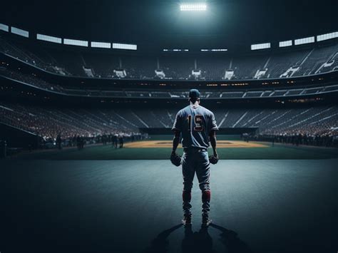 Premium Photo | Baseball player on the field at night