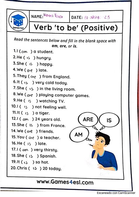 Ejercicios Verbo To Be Para Imprimir Mxedusa
