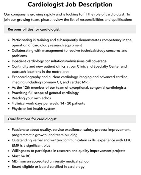 Cardiologist Job Description | Velvet Jobs