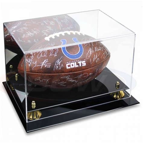 Deluxe Acrylic Full Size Mirrored Football Display Case With Black Base