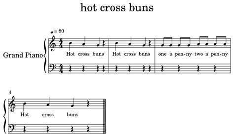Hot Cross Buns Sheet Music For Piano