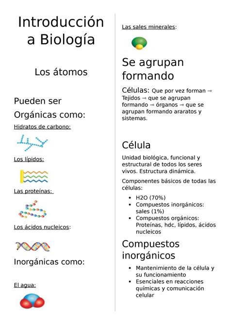 Introducci N A La Biologia Celulas Introducci N A Biolog A Los