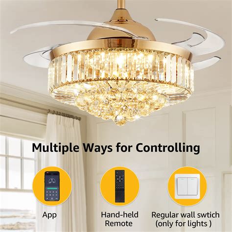 Mua Moooni Retractable Crystal Ceiling Fans With Lights And Remote