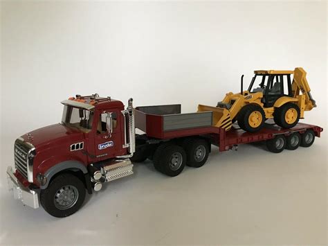 Bruder Mack Granite Flatbed Truck With Jcb Loader 02813 2017553508