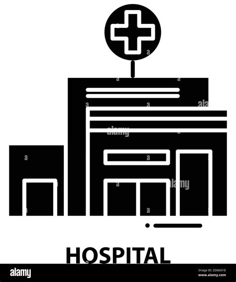 Hospital Icon Black Vector Sign With Editable Strokes Concept Symbol Illustration Stock Vector