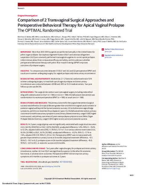 Pdf Comparison Of 2 Transvaginal Surgical Approaches And