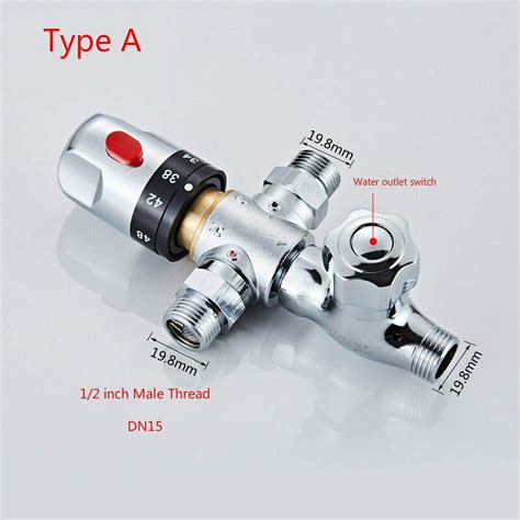 Way Pipe Thermostat Hot Cold Water Mixing Valve Thermostatic Mixer Tap Shower Mixing Valve
