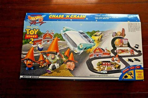Toy Story Chase N Crash Disney Pixar Mattel Hot Wheels Tyco Slot Car Race Set