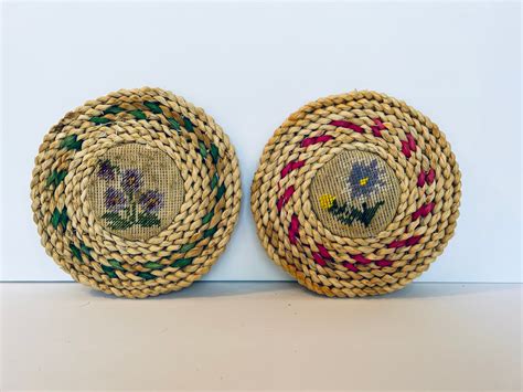Floral Ratan Hot Pads Wicker Trivets Etsy