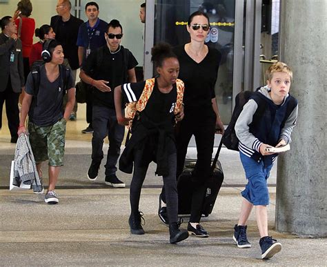 Angelina Jolie At Lax With Maddox Pax Zahara And Shilohlainey