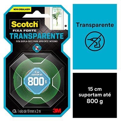 Fita Dupla Face M Scotch Fixa Forte Transparente Mm X M Bt